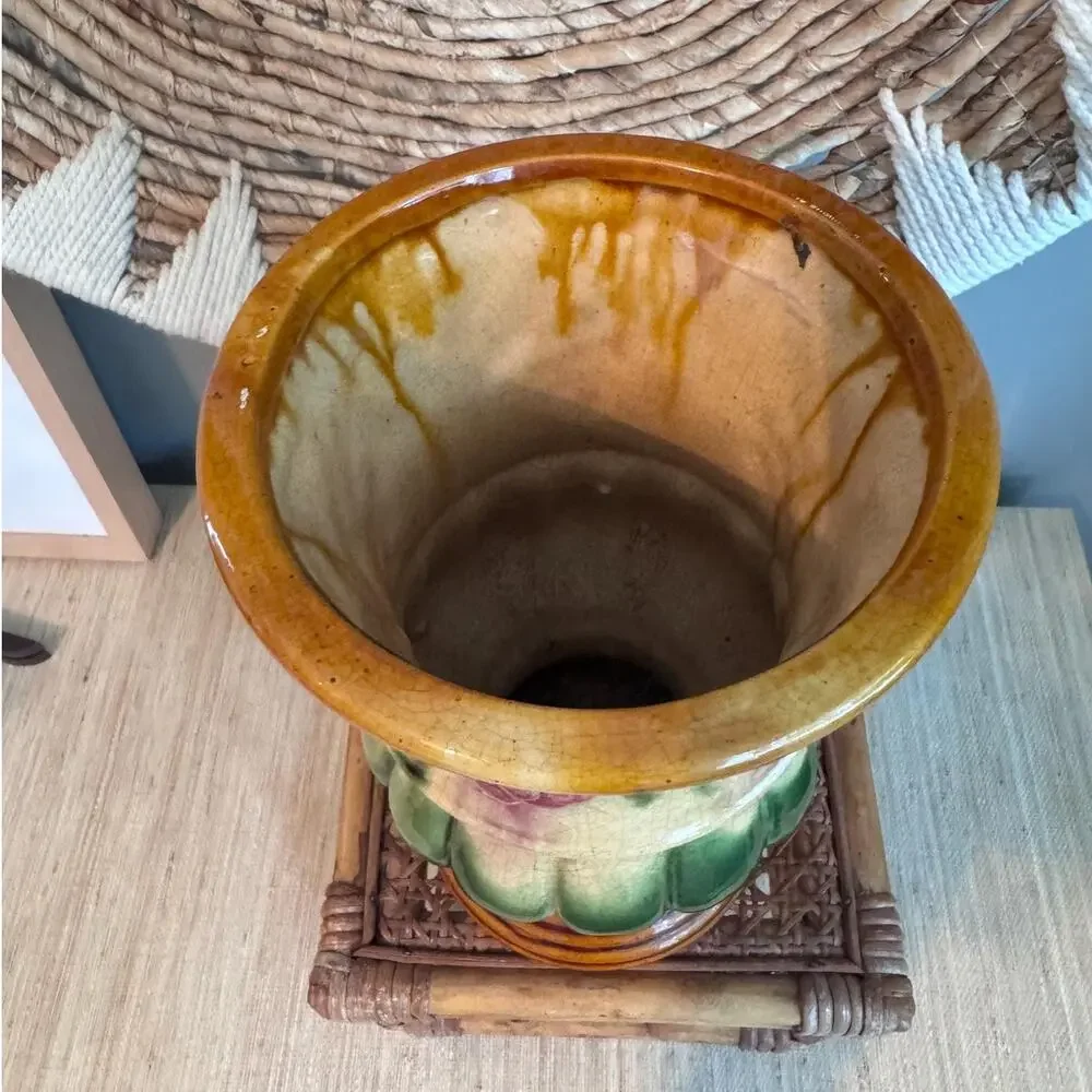 Vintage 1920s American Majolica Pottery Vase – Mccoy Drip Glaze Ceramics